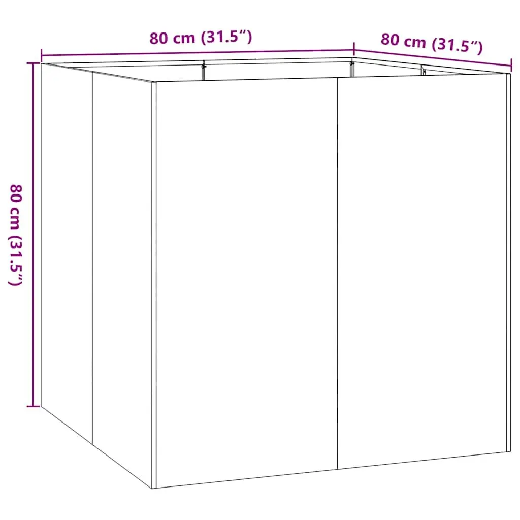 Outdoor Raised Garden Bed Planter Box Galvanised Steel Silver 80x80x80cm