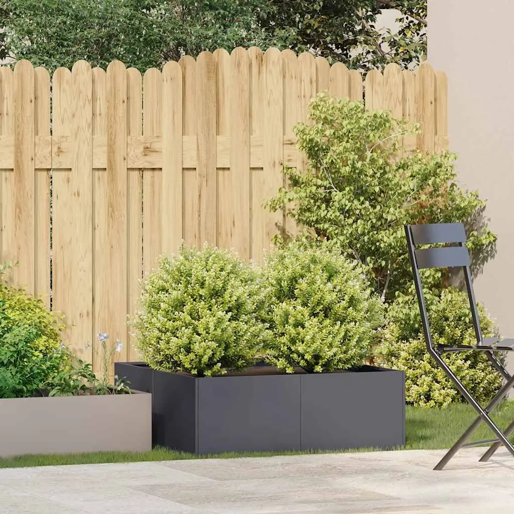 Planter Anthracite 80x80x30cm Raised Bed Steel Garden Outdoor Flowers Vegetables