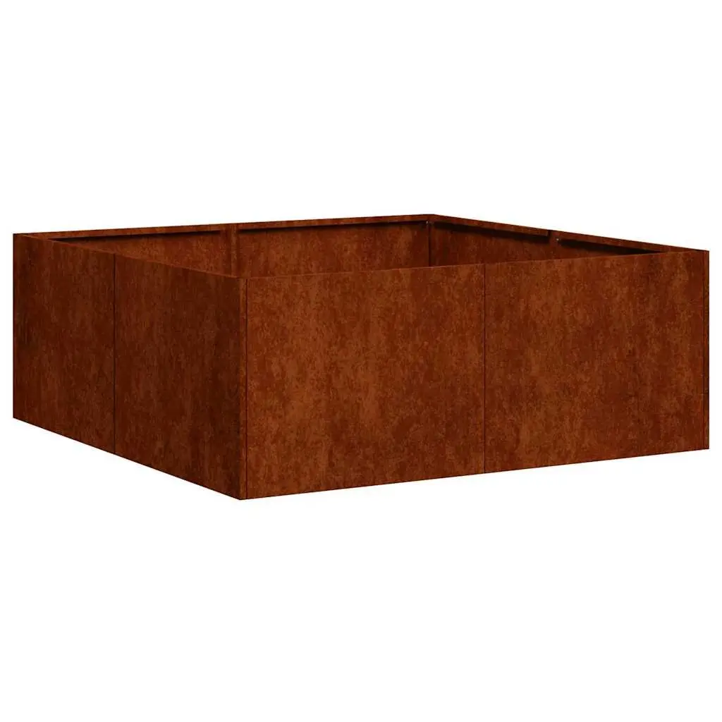 Planter Box Outdoor Raised Bed Weathering Steel Brown 80x80x30cm for Garden and Patio