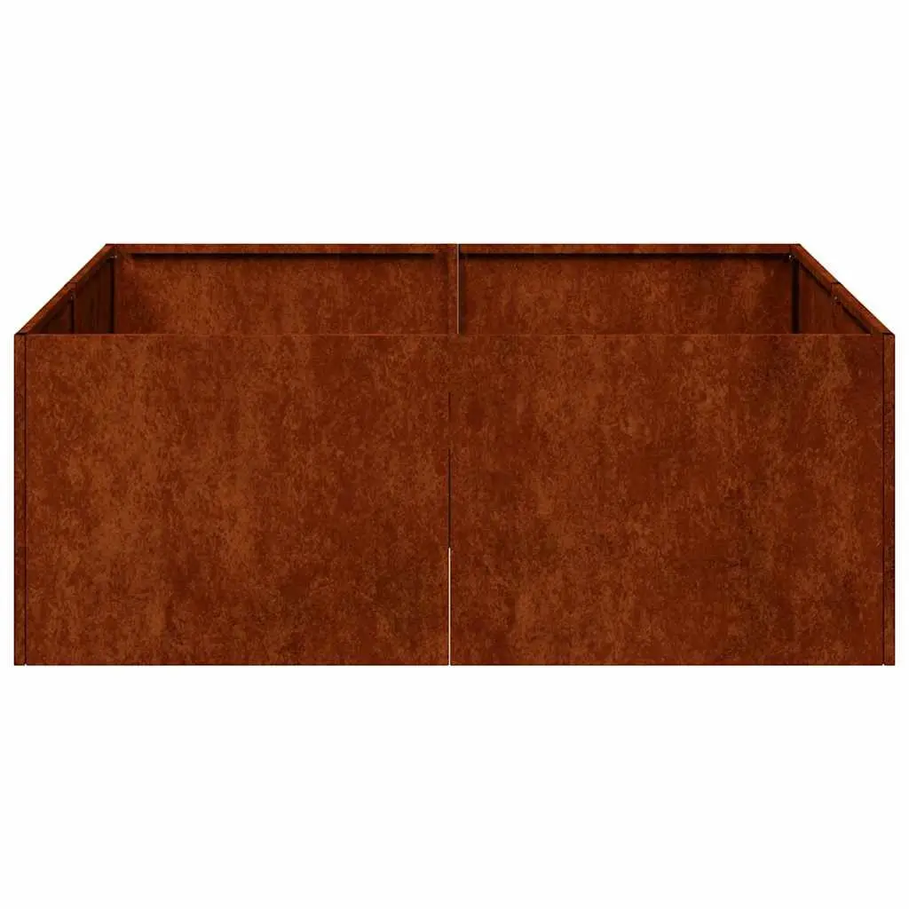 Planter Box Outdoor Raised Bed Weathering Steel Brown 80x80x30cm for Garden and Patio