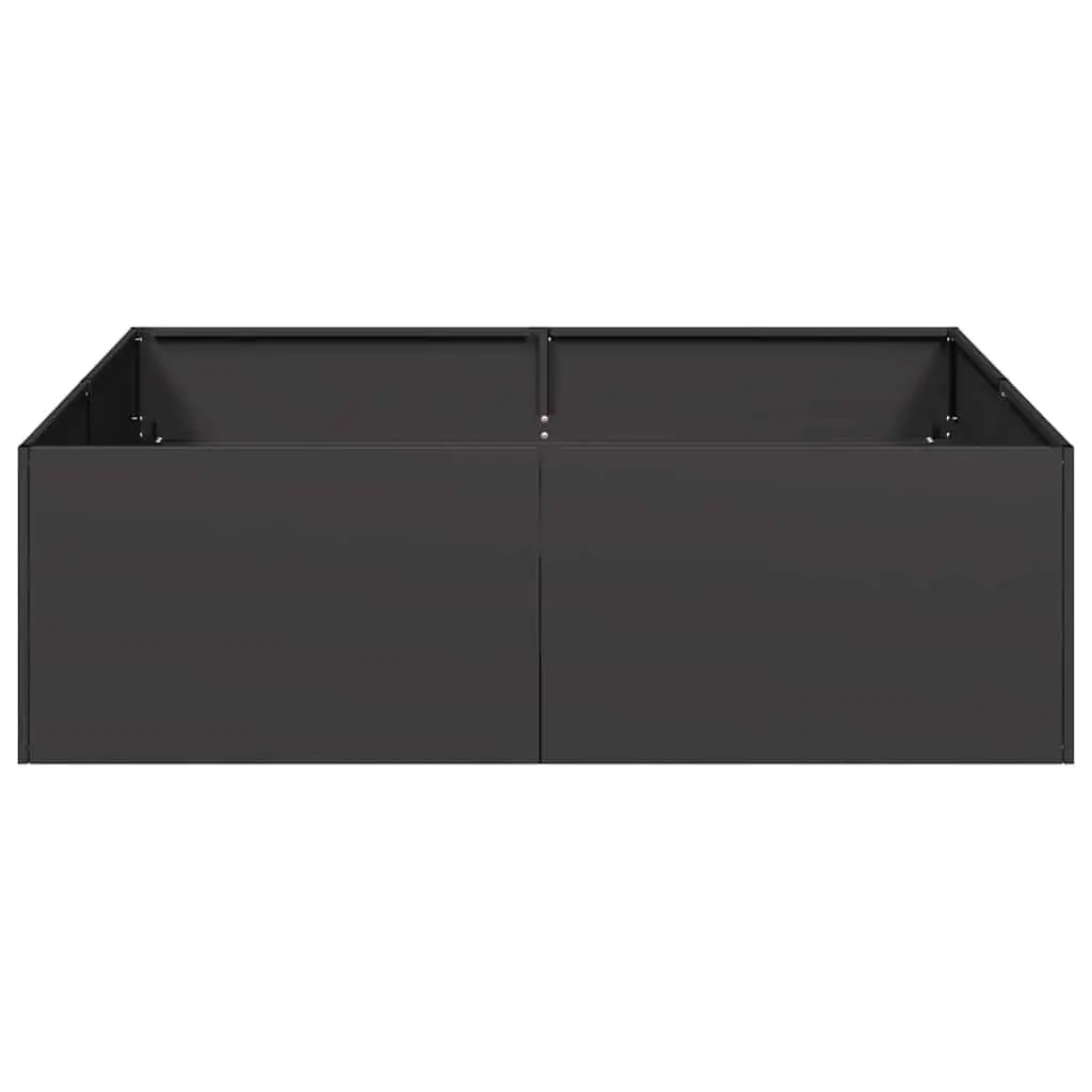Black Steel Raised Planter Box Outdoor 100x100x30cm Cold Rolled for Garden Patio Flowers