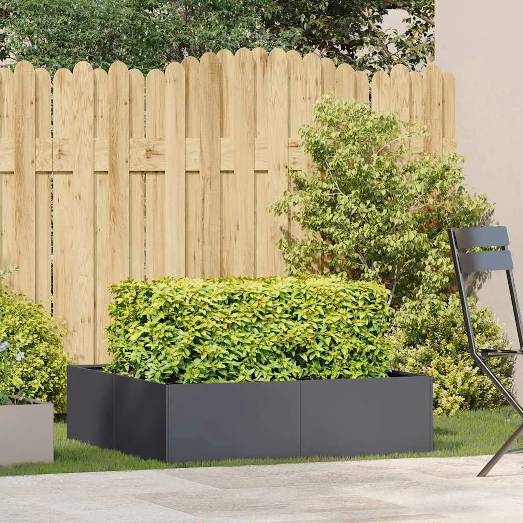 Steel Raised Garden Planter 100x100x30cm Anthracite Outdoor Container Box