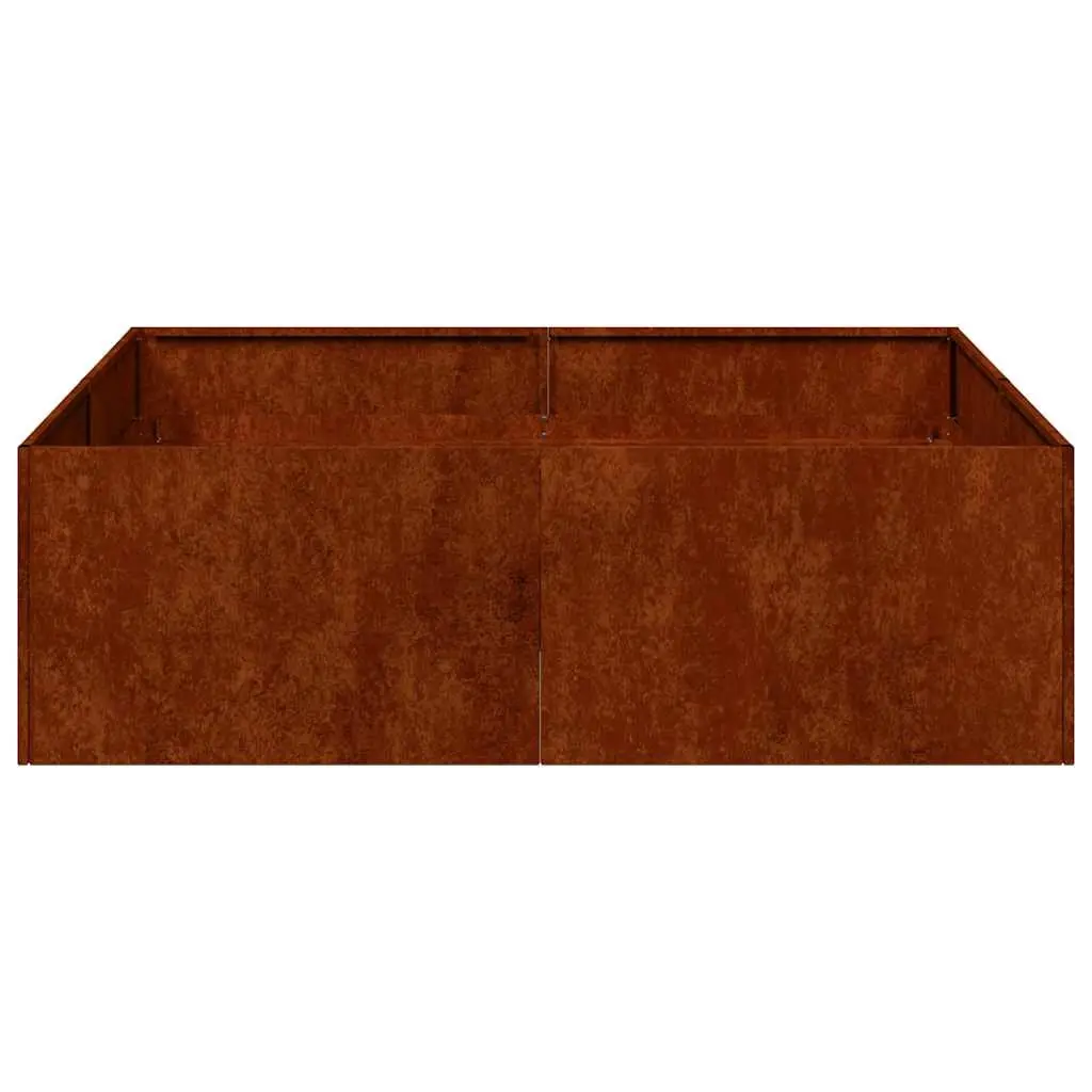 Raised Garden Planter Box Weathering Steel 100x100x30cm Brown Outdoor Flower Bed