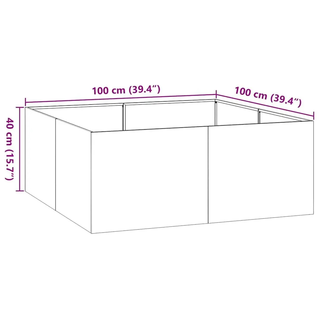 Steel Planter Box Cold-Rolled Steel 100 x 100 x 40 cm Black Raised Garden Bed
