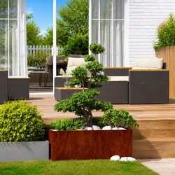 Functional Weathering Steel Raised Planter Box 100x100x40cm