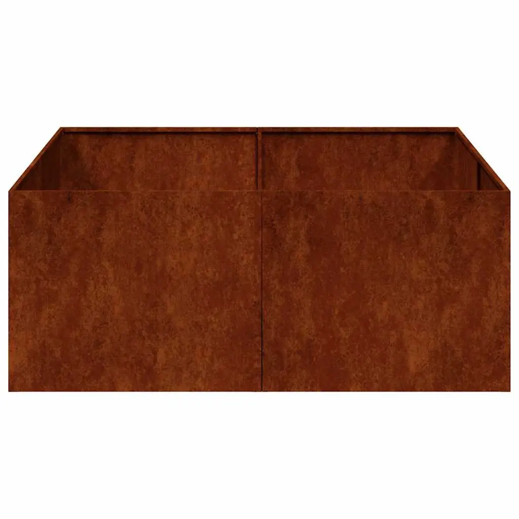 Raised Garden Planter Box Weathering Steel 100x100x40cm Brown Outdoor Flower Bed