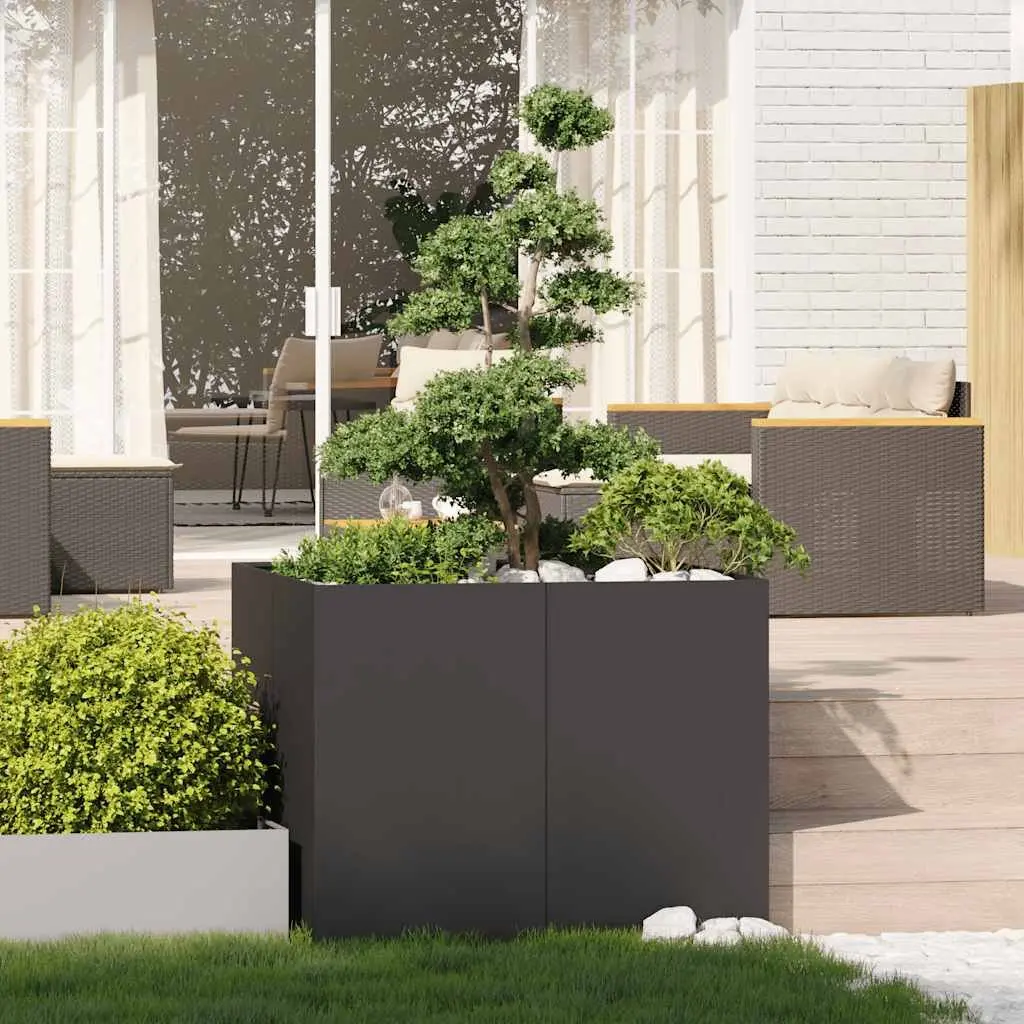 Steel Planter Box Cold-Rolled Steel 100x100x80 cm Black Raised Garden Bed