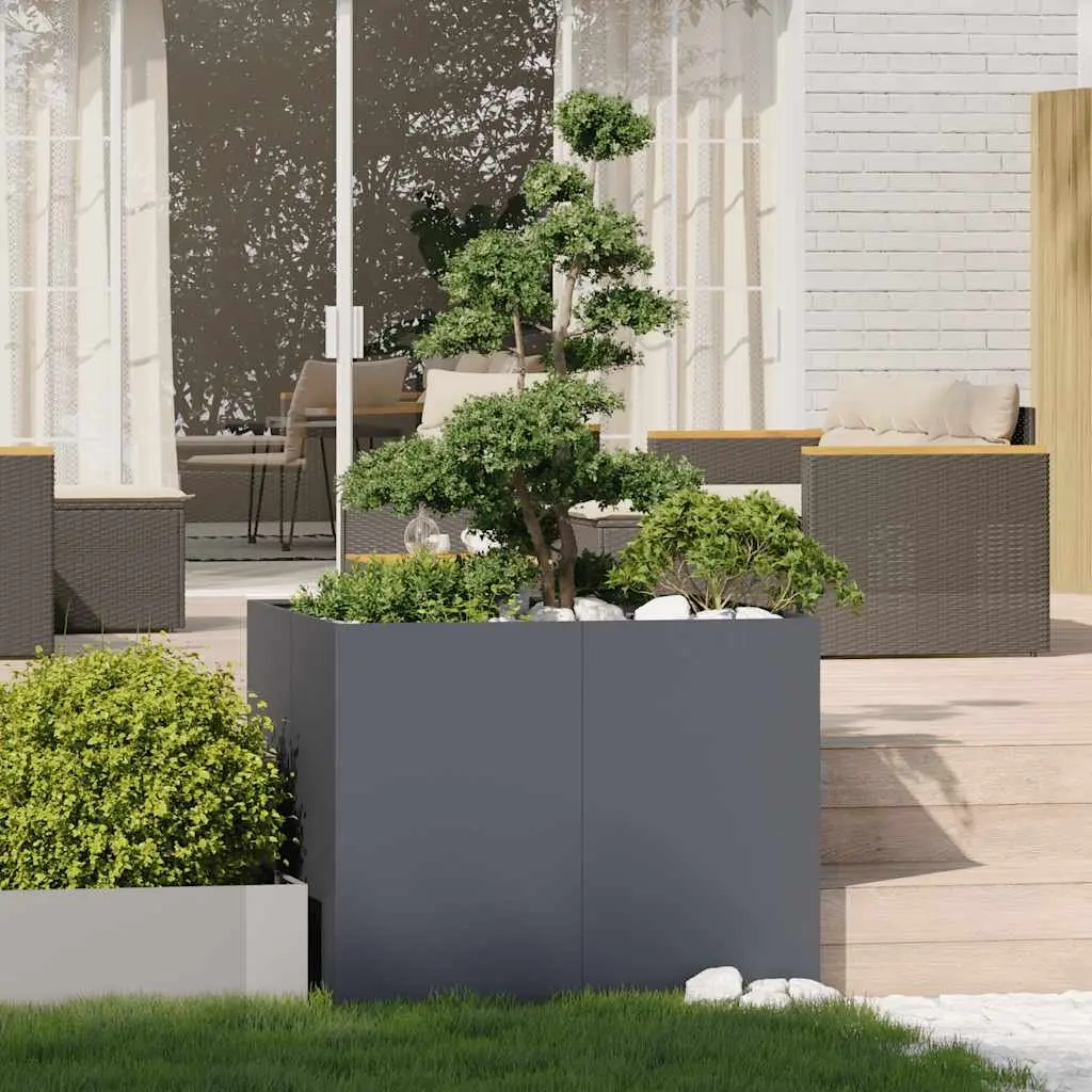 Steel Raised Planter Box Anthracite Garden Outdoor Pots Flowers Vegetables Herbs