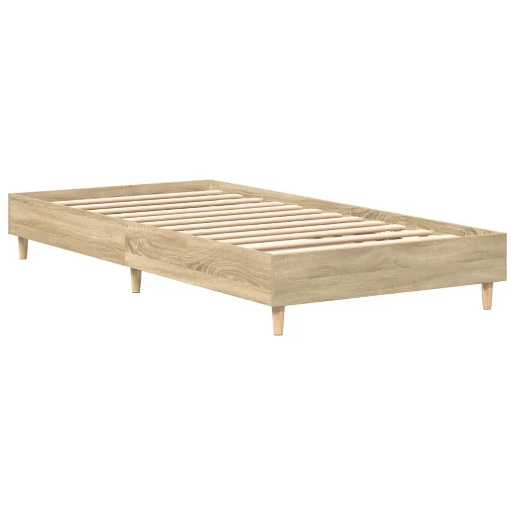 Bed Frame Engineered Wood Slatted Base 90x190 cm Sonoma Oak No Mattress Bedroom