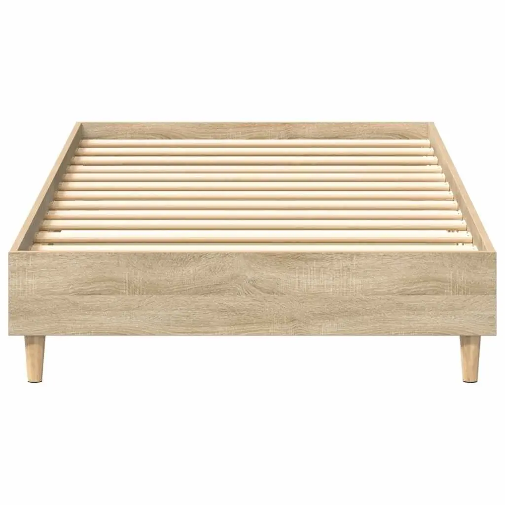 Bed Frame Engineered Wood Slatted Base 90x190 cm Sonoma Oak No Mattress Bedroom