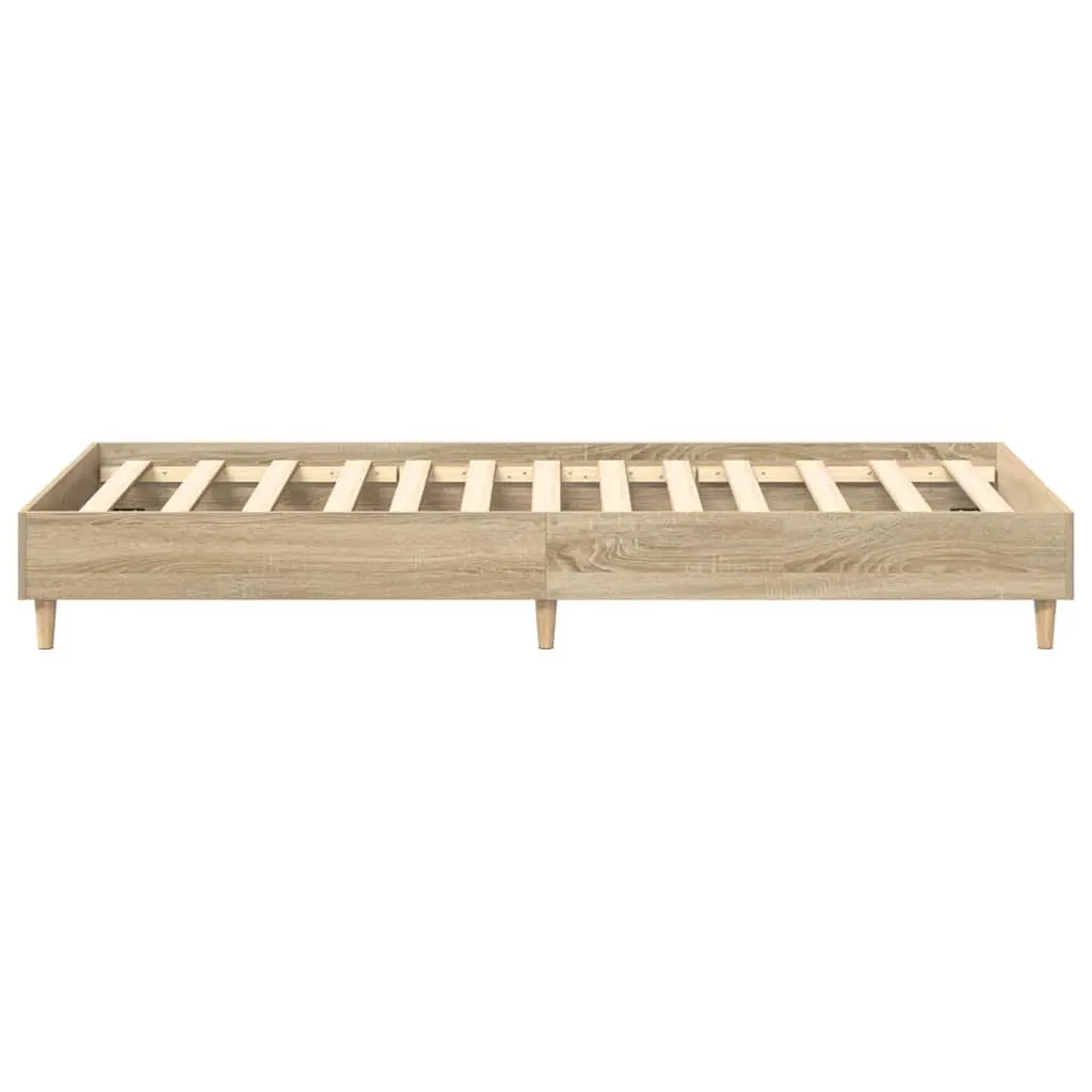 Bed Frame Engineered Wood Slatted Base 90x190 cm Sonoma Oak No Mattress Bedroom