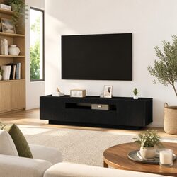 Functional Black TV Cabinet for Modern Homes 160x35x40cm