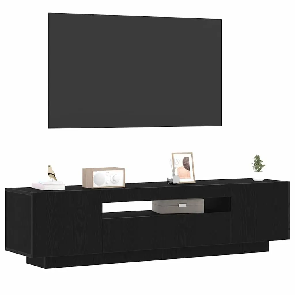 TV Cabinet Engineered Wood 160x35x40cm Black Modern Living Room Storage Unit