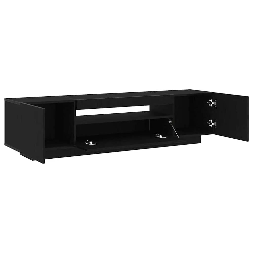 TV Cabinet Engineered Wood 160x35x40cm Black Modern Living Room Storage Unit