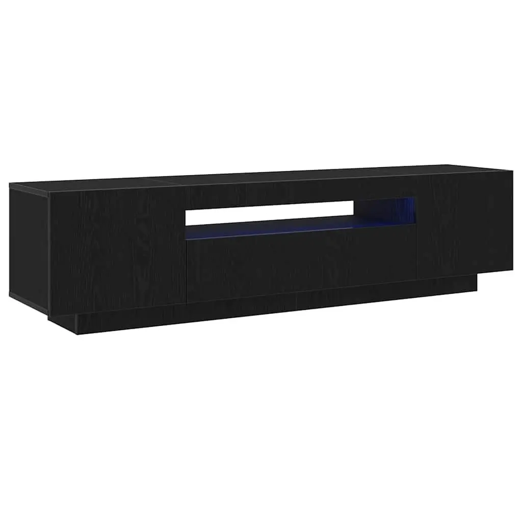 TV Cabinet Engineered Wood 160x35x40cm Black Modern Living Room Storage Unit