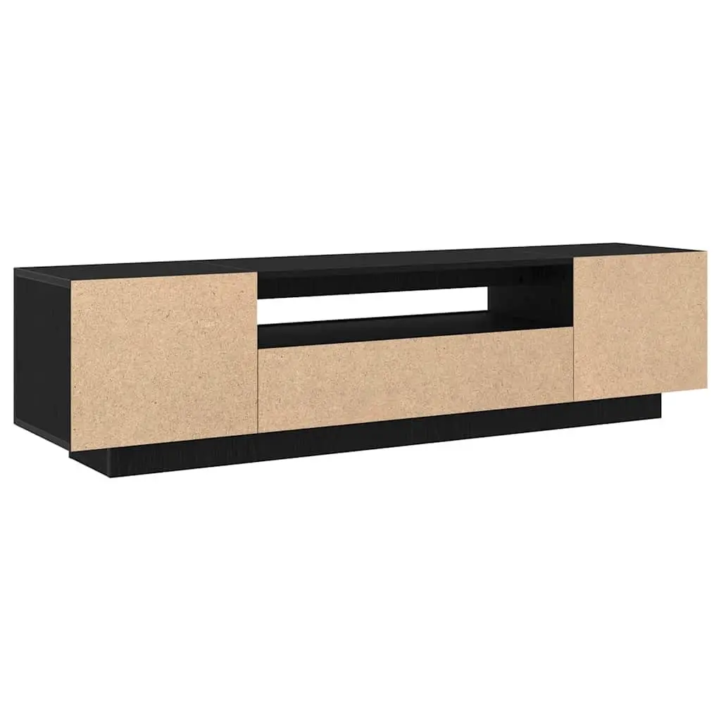 TV Cabinet Engineered Wood 160x35x40cm Black Modern Living Room Storage Unit