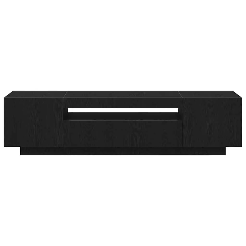 TV Cabinet Engineered Wood 160x35x40cm Black Modern Living Room Storage Unit