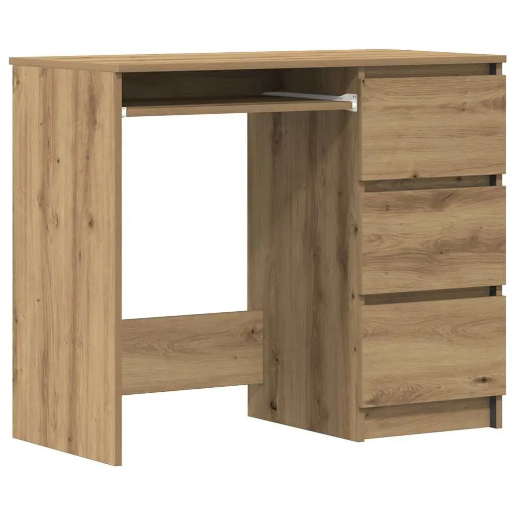 Office Desk 90x45x76cm with 3 Drawers in Brown