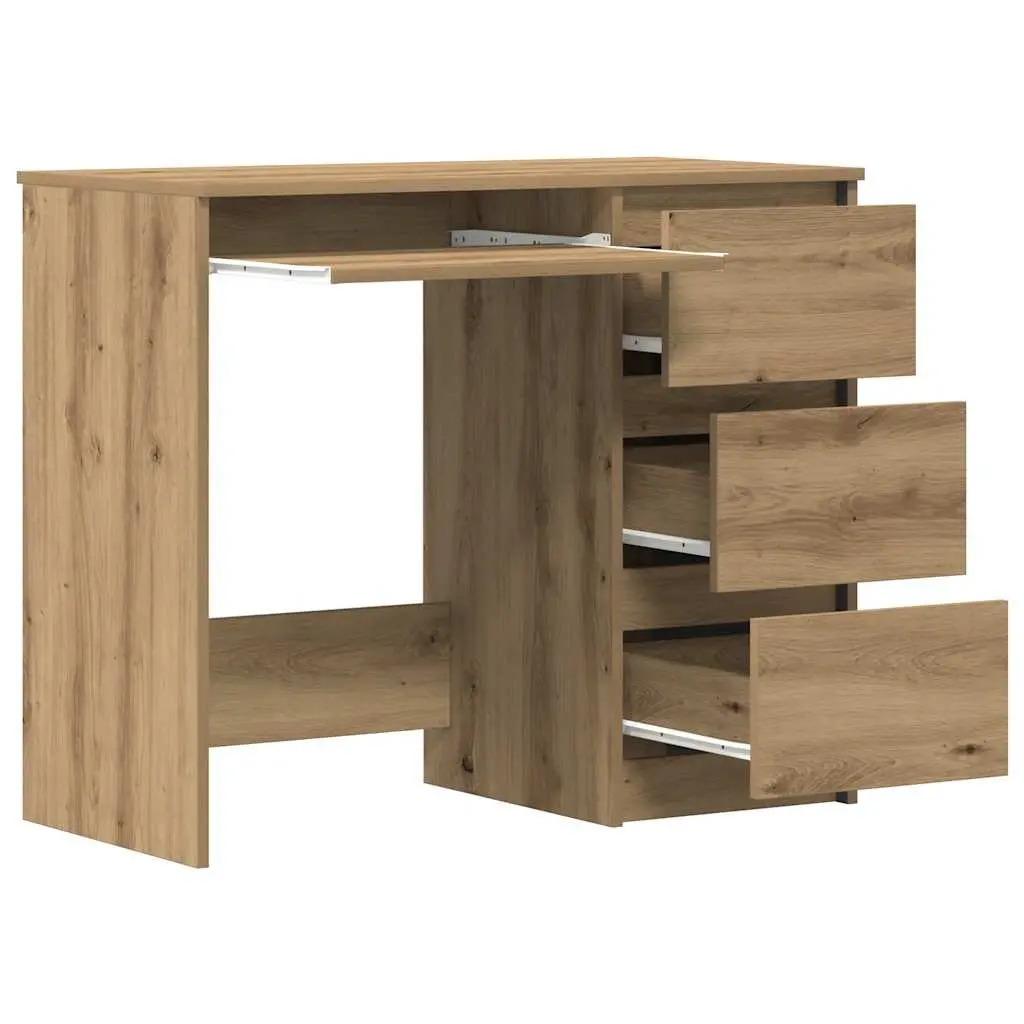 Office Desk 90x45x76cm with 3 Drawers in Brown