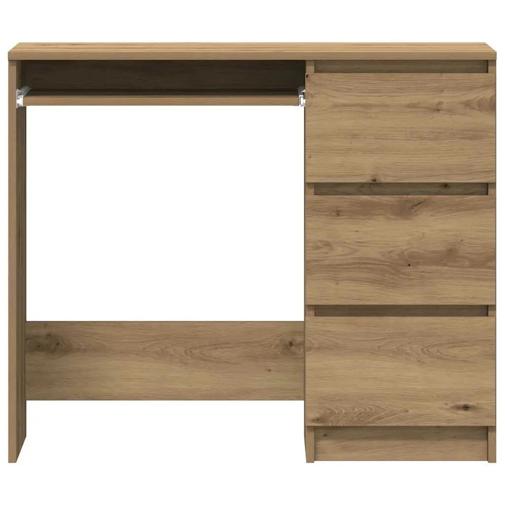 Office Desk 90x45x76cm with 3 Drawers in Brown