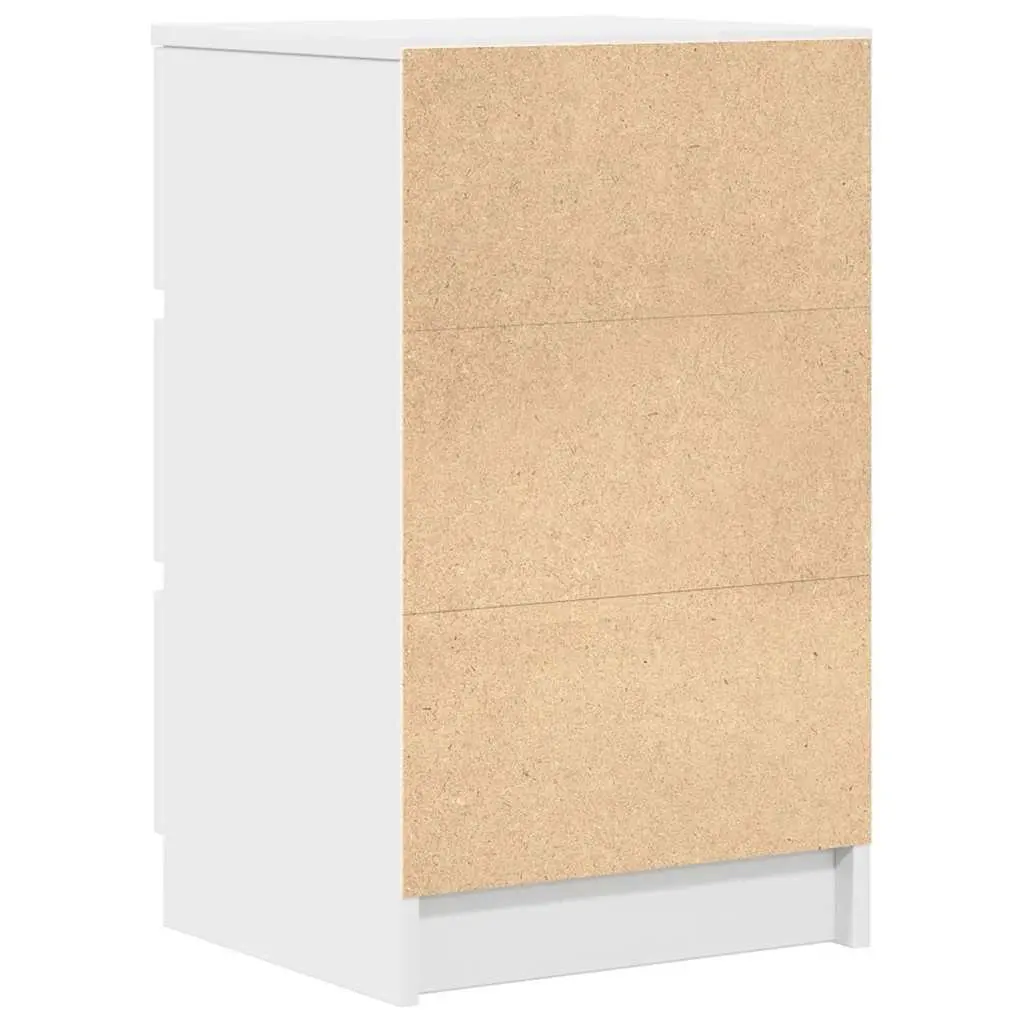 Bedside Cabinet Engineered Wood 39x35x65cm White 3 Drawers Nightstand