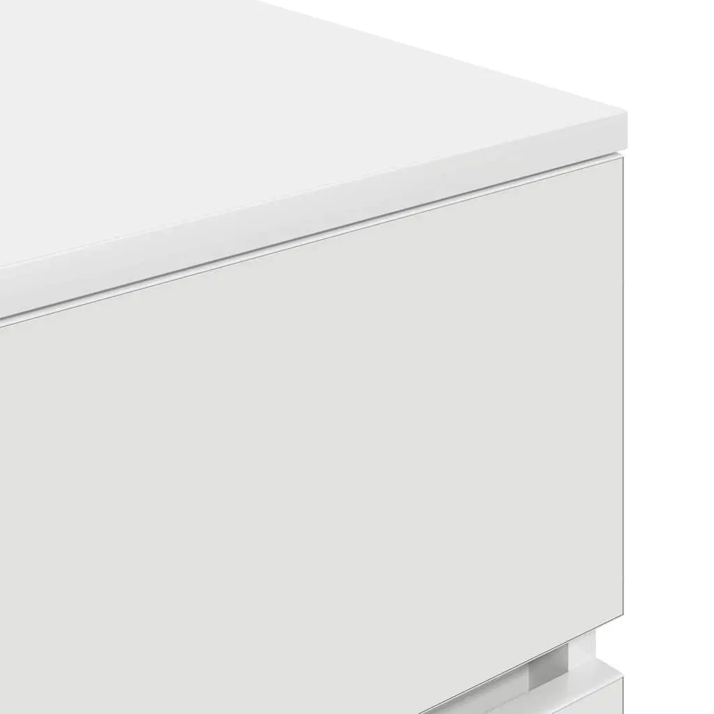 Bedside Cabinet Engineered Wood 39x35x65cm White 3 Drawers Nightstand