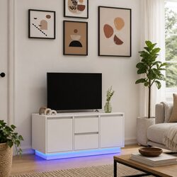 Versatile White TV Cabinet with Ample Storage