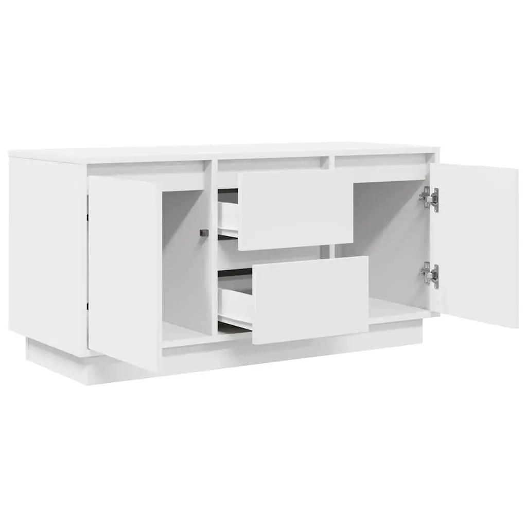 TV Cabinet White Engineered Wood with RGB LED Lights Storage Unit 100x41x50cm