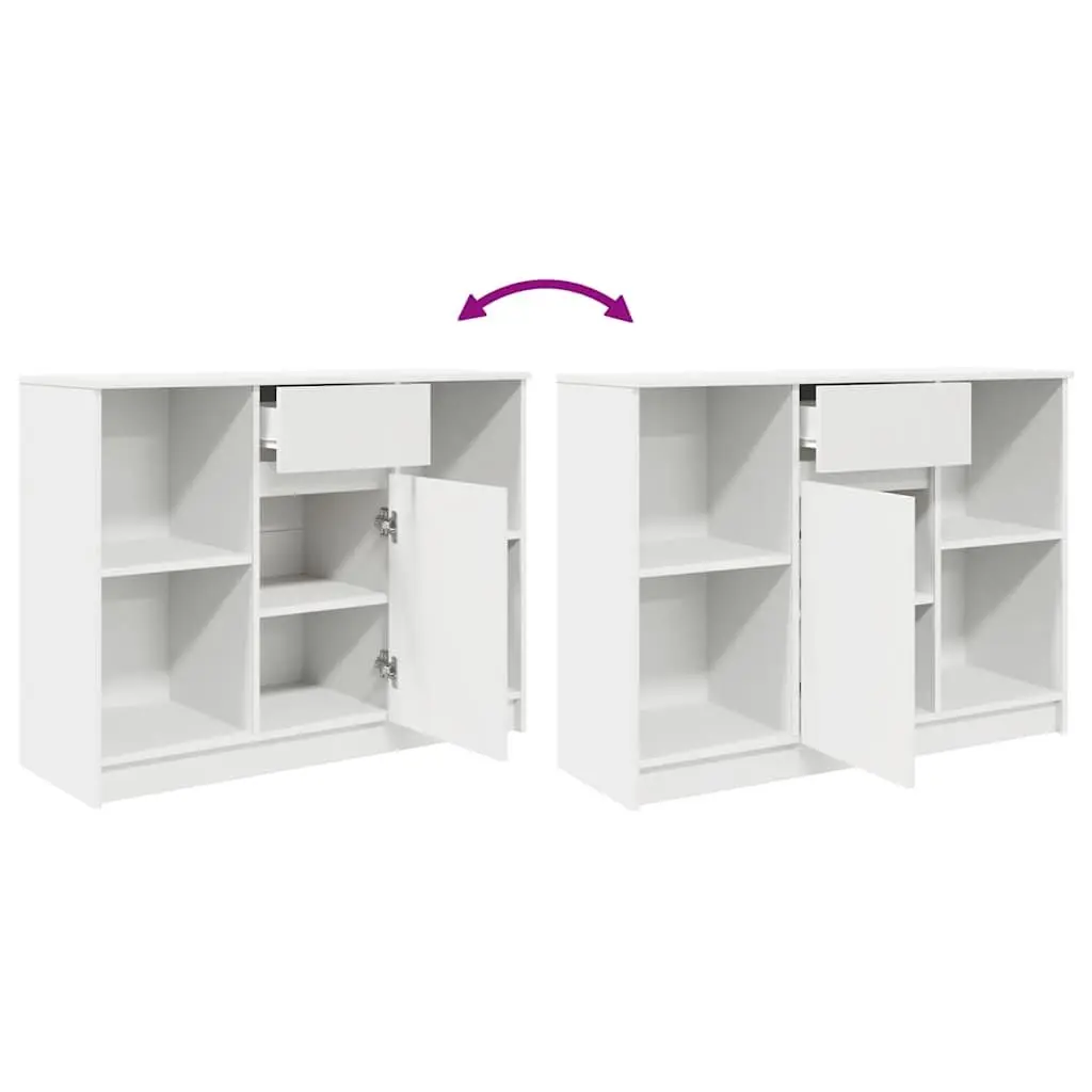 White Sideboard Cabinet Engineered Wood 101cm x 35cm x 76cm Storage Buffet Furniture