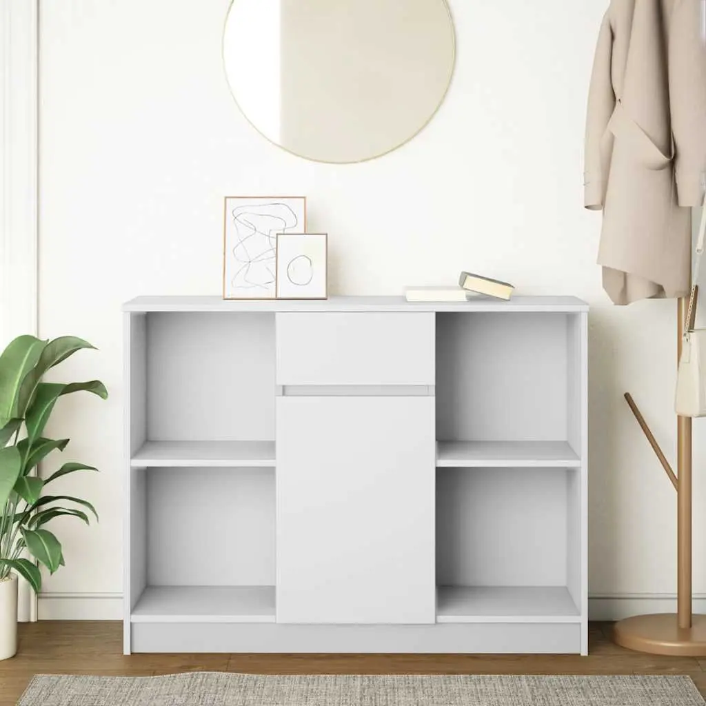 White Sideboard Cabinet Engineered Wood 101cm x 35cm x 76cm Storage Buffet Furniture