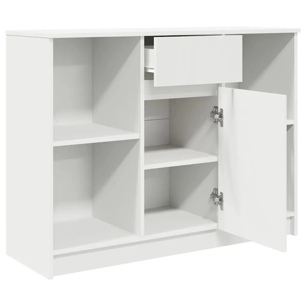 White Sideboard Cabinet Engineered Wood 101cm x 35cm x 76cm Storage Buffet Furniture