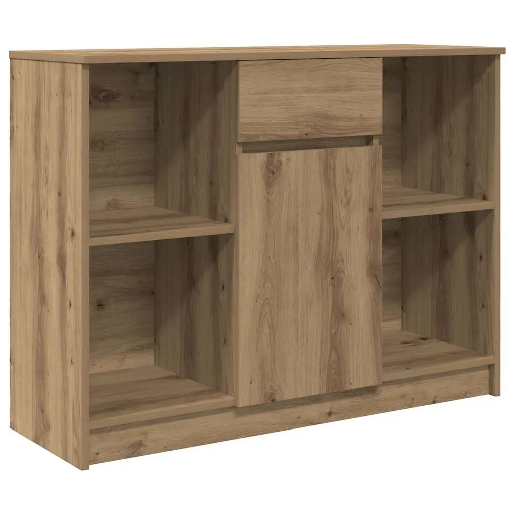 Sideboard Cabinet Engineered Wood Brown 101x35x76 cm with Drawer and Adjustable Shelves for Living Room Dining Room Home Office