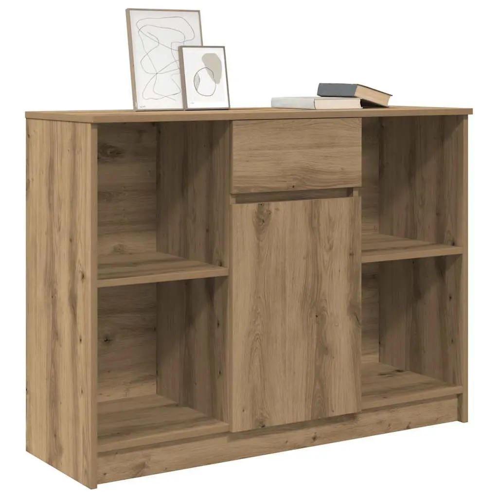 Sideboard Cabinet Engineered Wood Brown 101x35x76 cm with Drawer and Adjustable Shelves for Living Room Dining Room Home Office