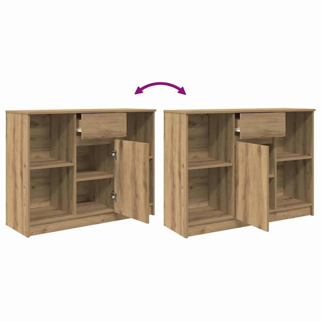 Sideboard Cabinet Engineered Wood Brown 101x35x76 cm with Drawer and Adjustable Shelves for Living Room Dining Room Home Office