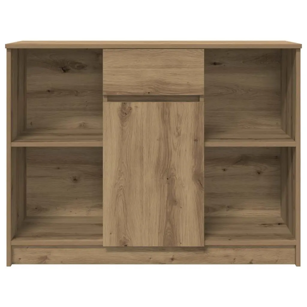 Sideboard Cabinet Engineered Wood Brown 101x35x76 cm with Drawer and Adjustable Shelves for Living Room Dining Room Home Office
