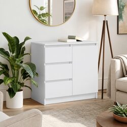 Versatile White Engineered Wood Sideboard for Any Room