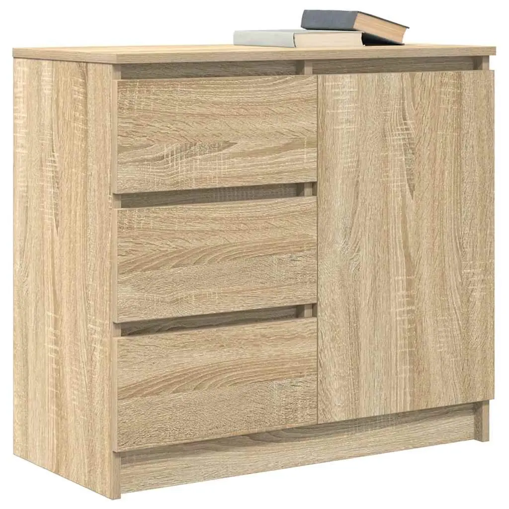 Sideboard Brown Storage Cabinet Engineered Wood Buffet Door Drawers Organisation
