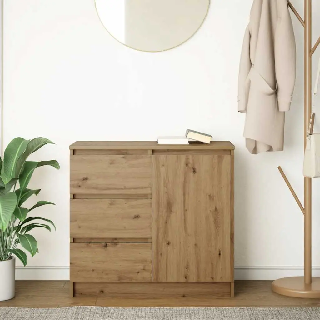 Sideboard Storage Cabinet with Drawer Brown Engineered Wood Buffet Organiser