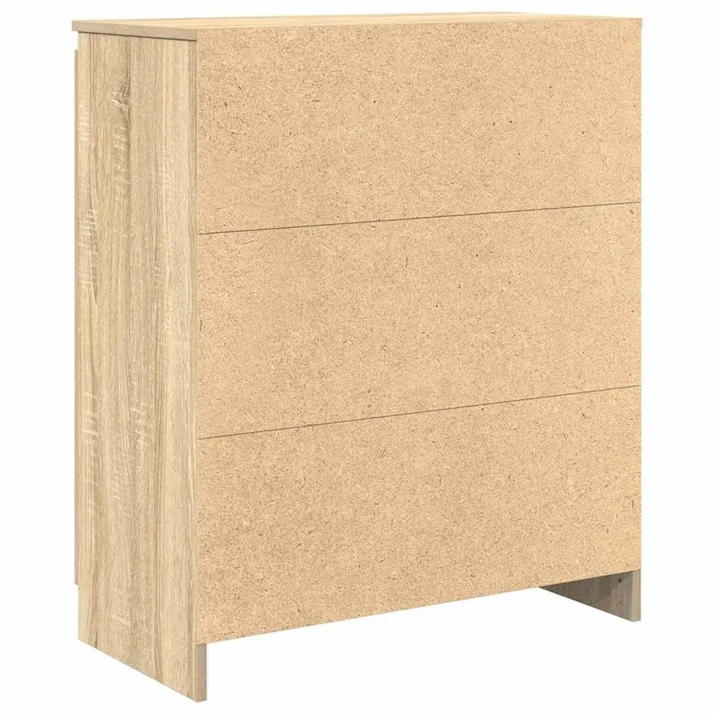 Sideboard Storage Cabinet with Drawers Door Shelf Brown Engineered Wood