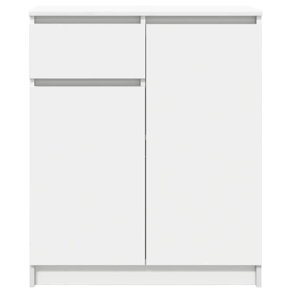 Engineered Wood White Sideboard with Drawer and Shelves 71W x 35D x 84H cm