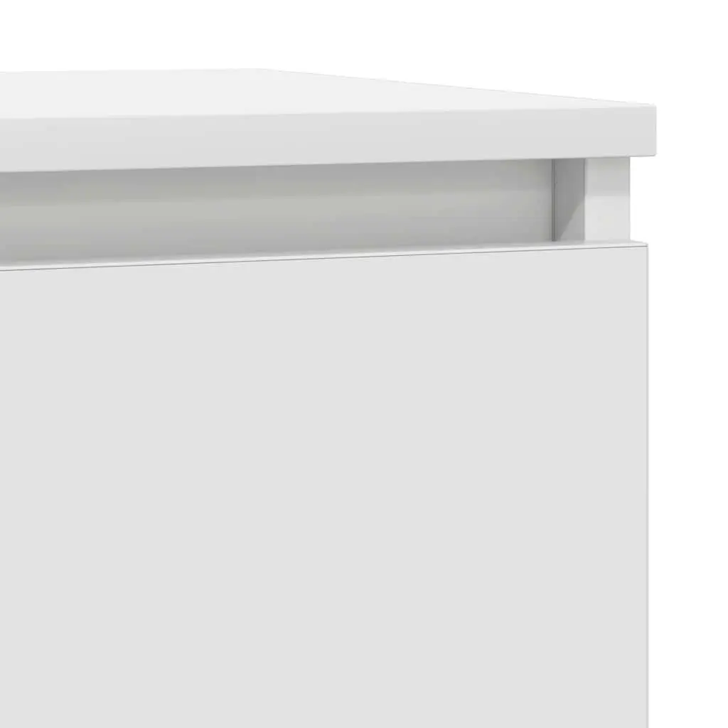 Engineered Wood White Sideboard with Drawer and Shelves 71W x 35D x 84H cm