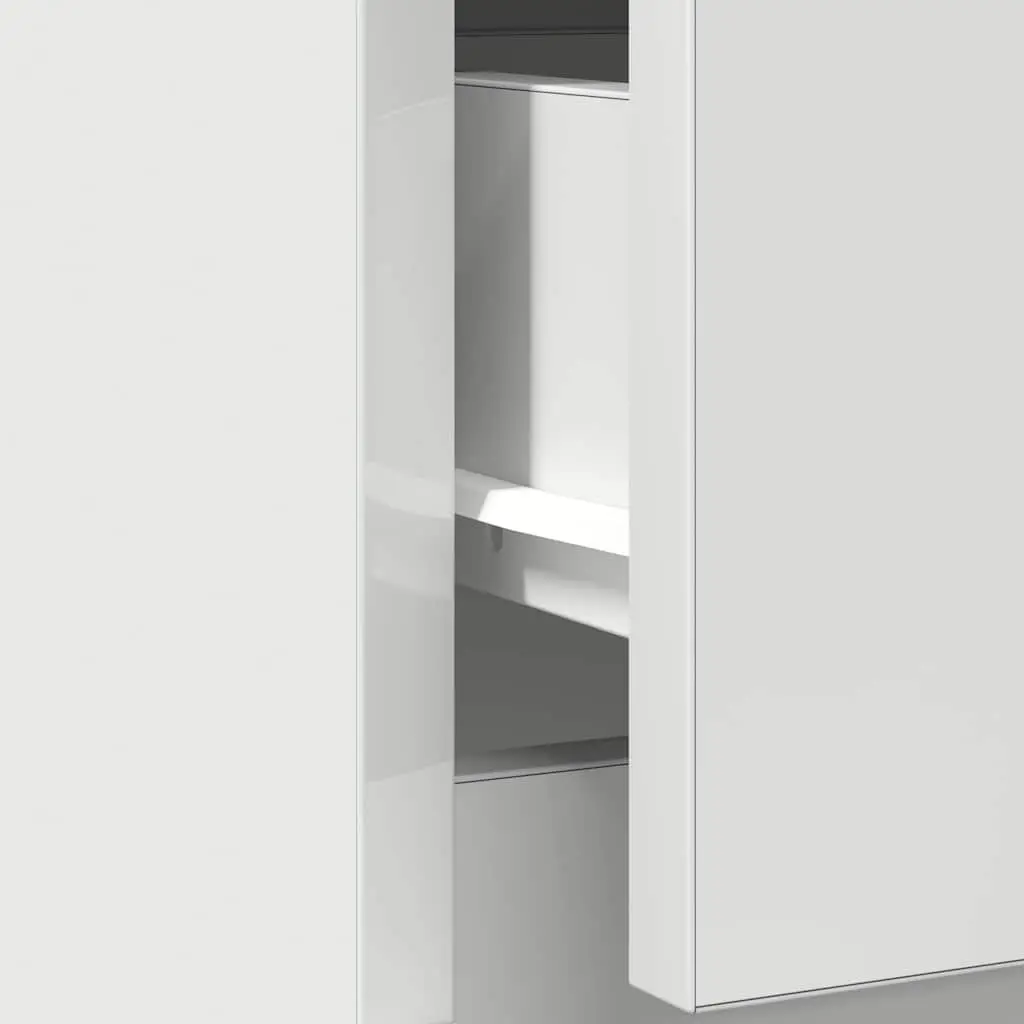 Engineered Wood White Sideboard with Drawer and Shelves 71W x 35D x 84H cm