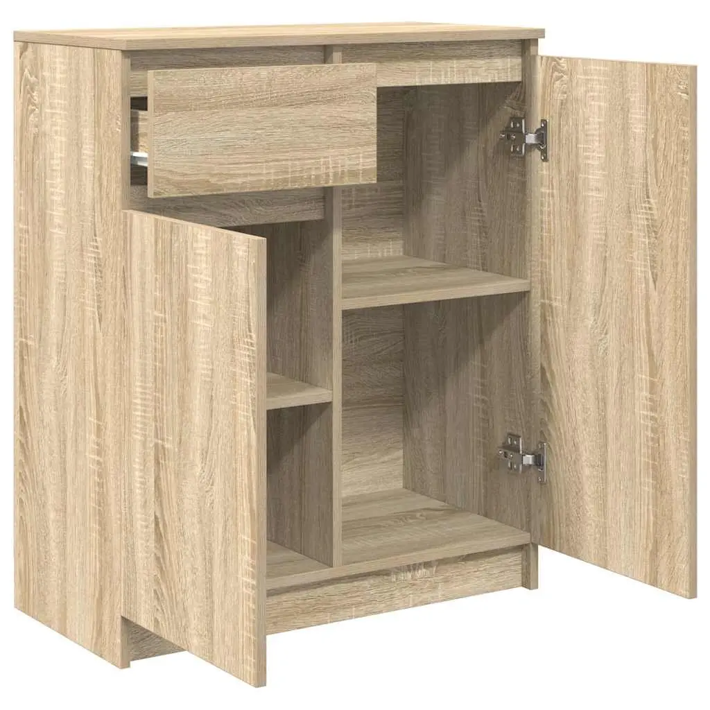 Sideboard Storage Cabinet with Drawer Brown Engineered Wood Living Room Buffet