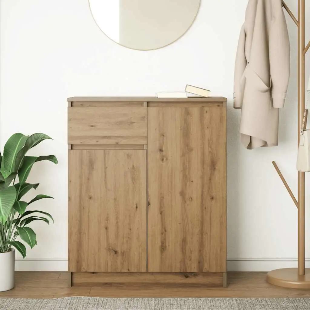 Sideboard Storage Cabinet with Drawer Brown Engineered Wood Living Room Buffet