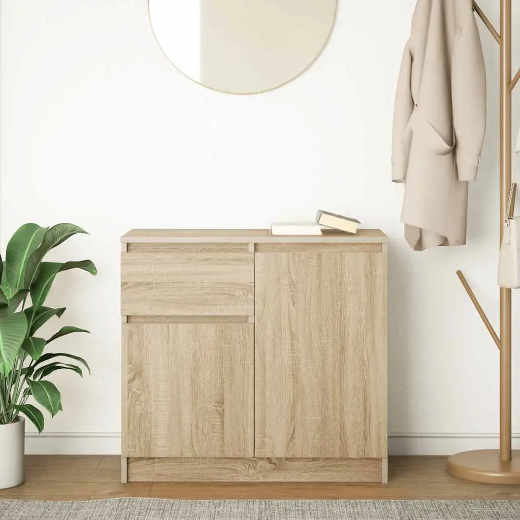 Sideboard with Drawer Brown Engineered Wood Storage Cabinet Living Room