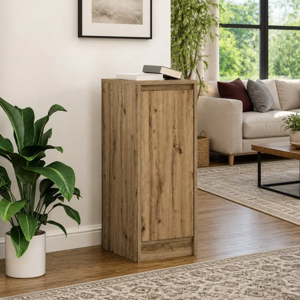Sideboard Storage Cabinet Brown Engineered Wood Buffet Cupboard Door Organiser