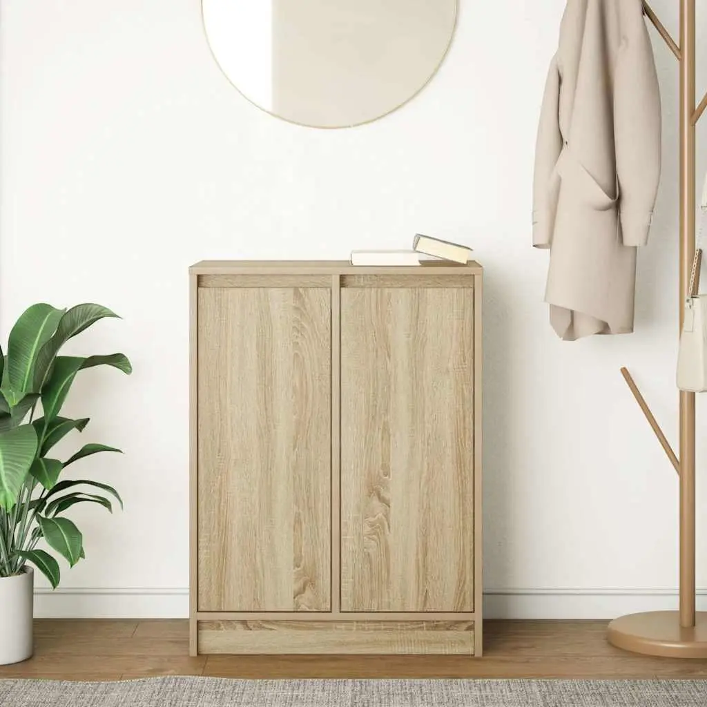 Engineered Wood Sideboard Brown Storage Cabinet 57x34x76cm Furniture Organiser