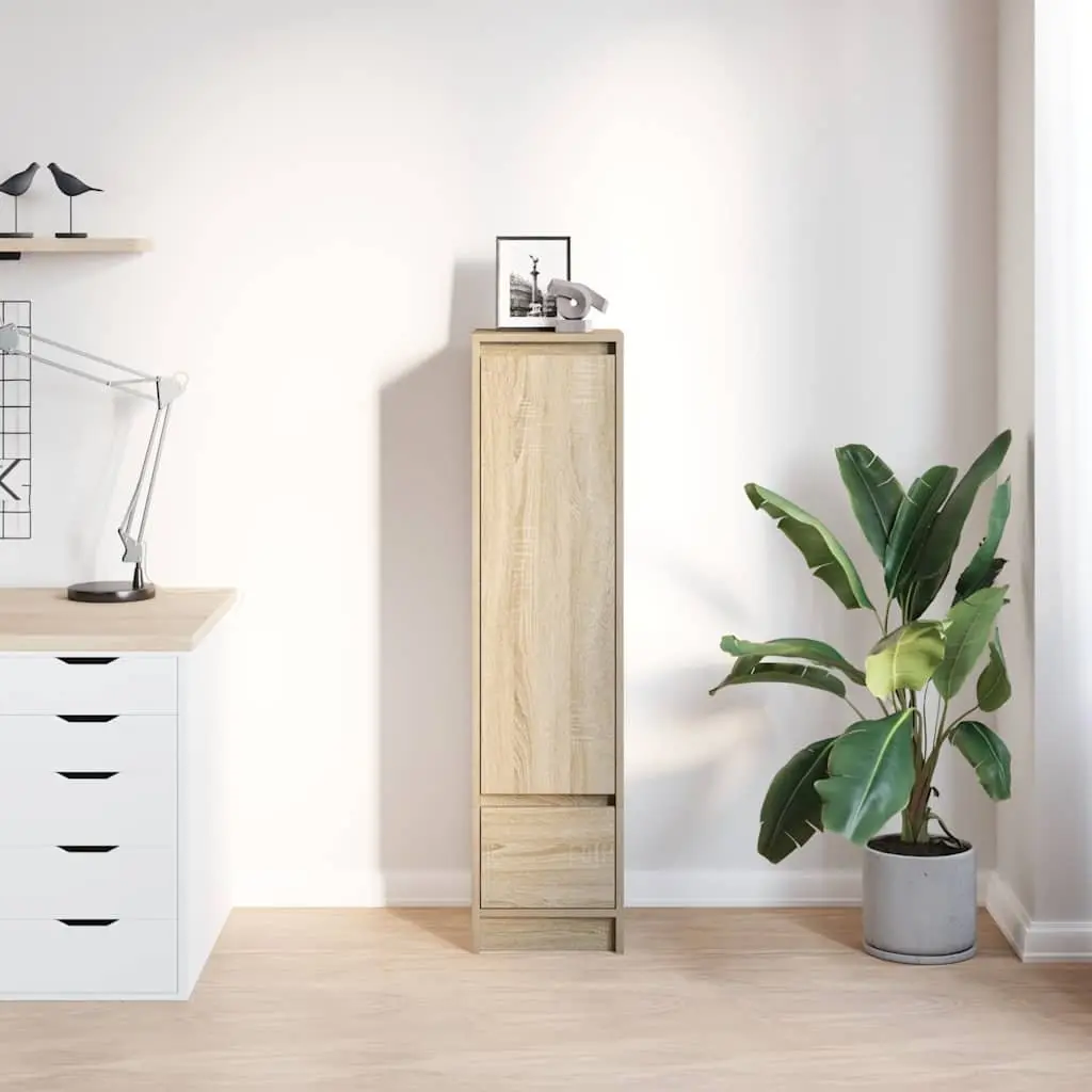 Highboard Storage Cabinet Brown Engineered Wood Sideboard Buffet Furniture