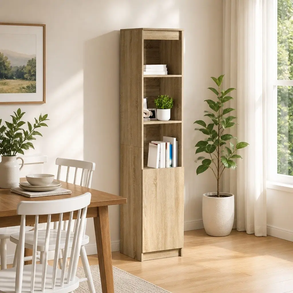 Highboard Buffet Cabinet Engineered Wood Brown 37.5x35x180cm Storage for Dining Room Bedroom Kitchen Living Space