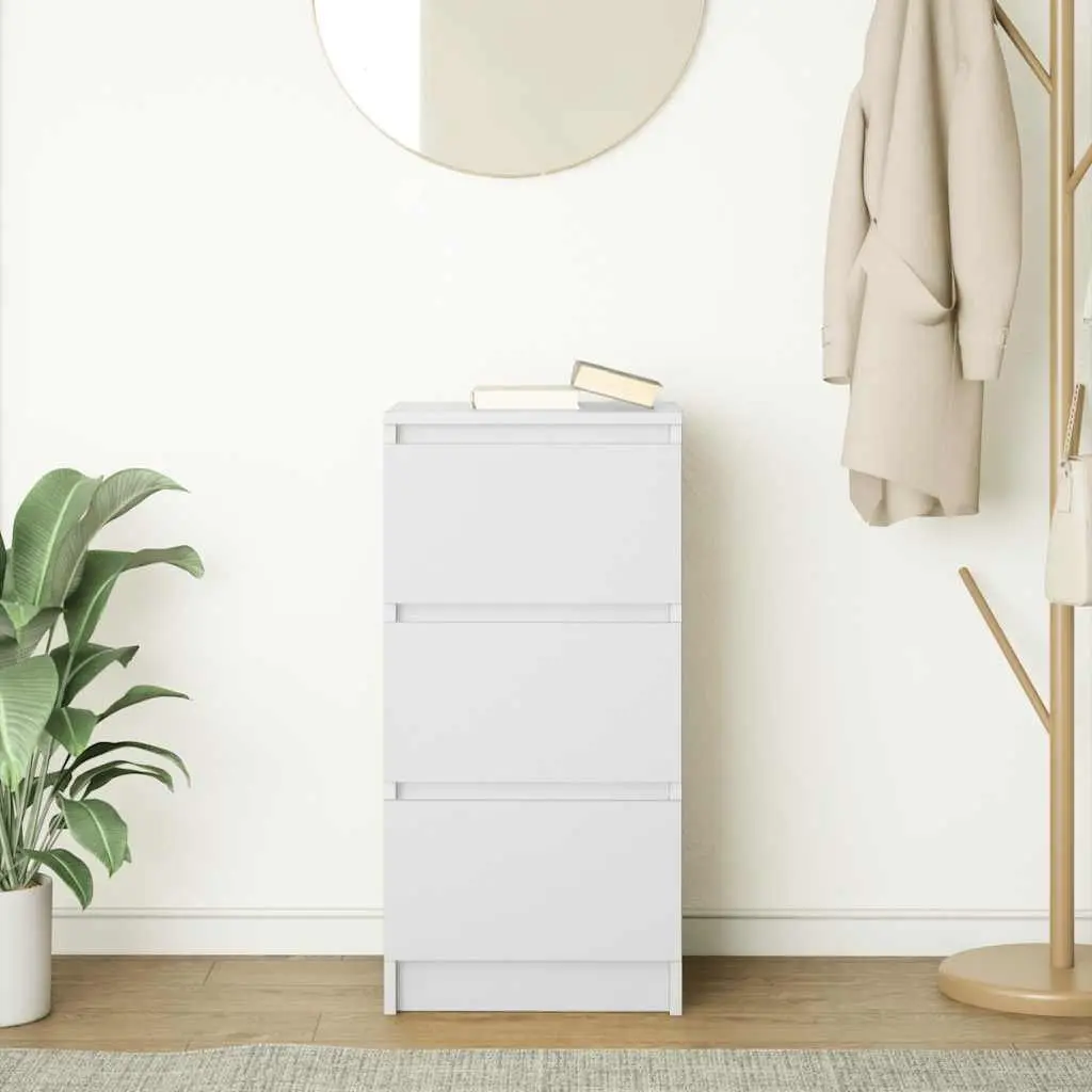 Sideboard Storage Cabinet Engineered Wood White 76cm Height 37.5cm Width 35cm Depth Buffet Furniture
